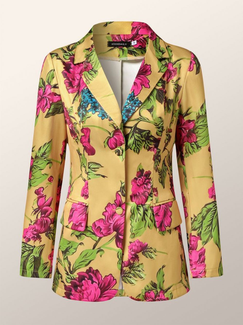 Elegante Blazer Met Sjaalkraag Bloemenmodel