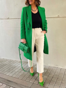 Groene Effen Urban Blazer Met Lange Mouwen Regular Fit