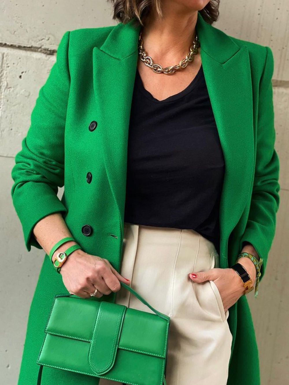 Groene Effen Urban Blazer Met Lange Mouwen Regular Fit