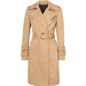 Lange Trenchcoat Met Dubbele Rij Knopen Riem