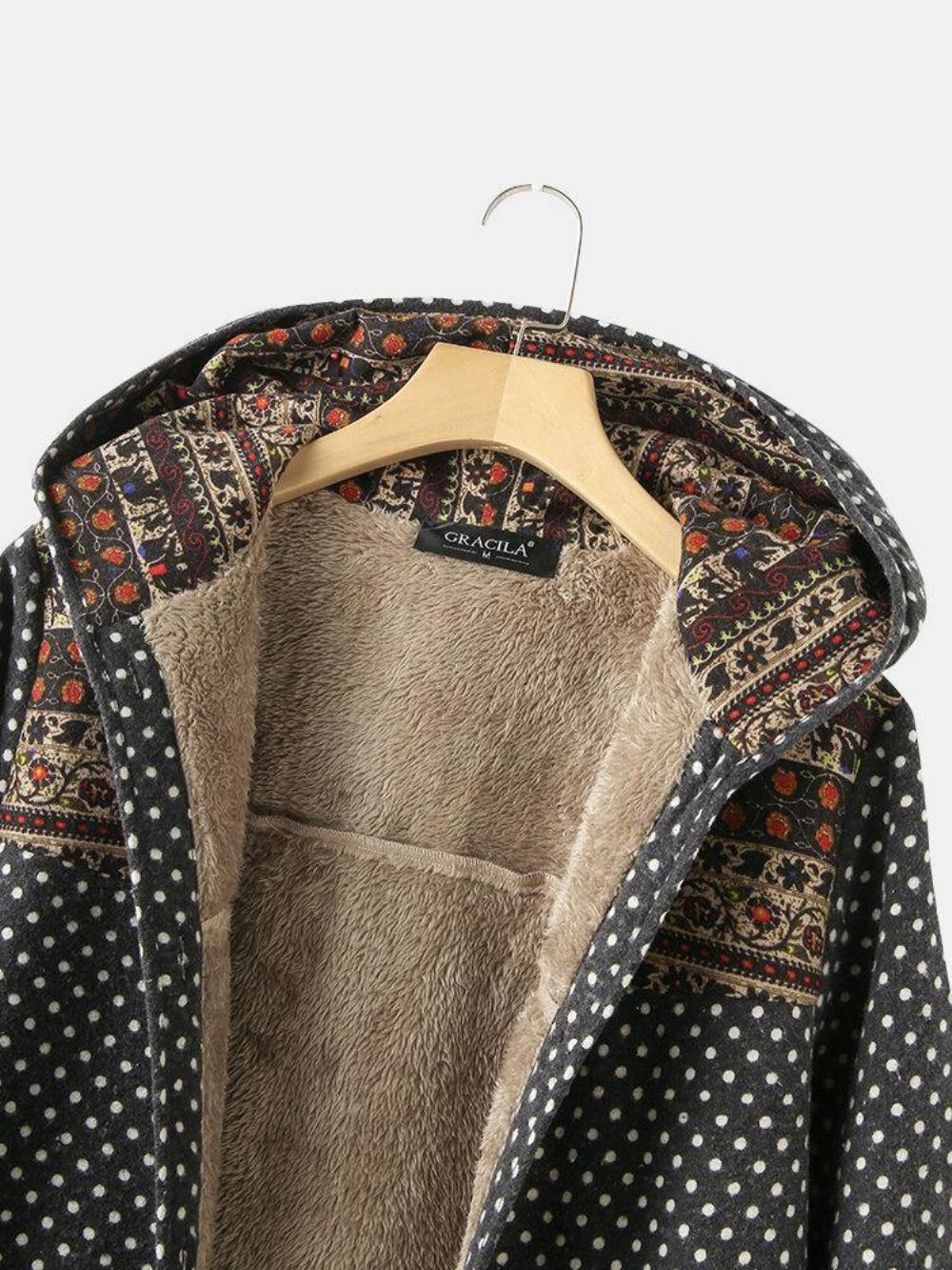 Polka Dot Jassen Met Lange Mouwen Patchwork Fleece Met Zijzakken Dames