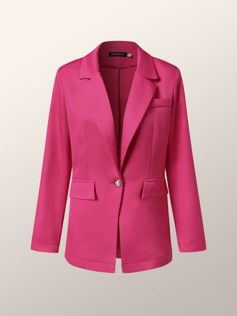 Rozerode Effen Elegante Regular-Fit Blazer Met Lange Mouwen