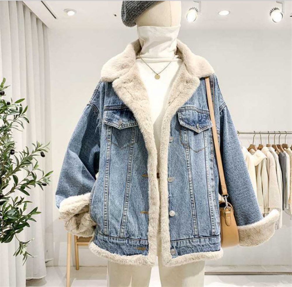 Single-Breasted Tweezijdig Denim Jack In Bf-Stijl