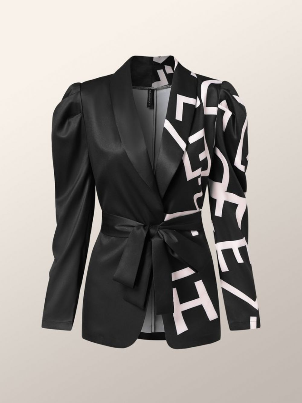 Urban Split-Joint Blazer Met Lange Mouwen Tekstletters Print