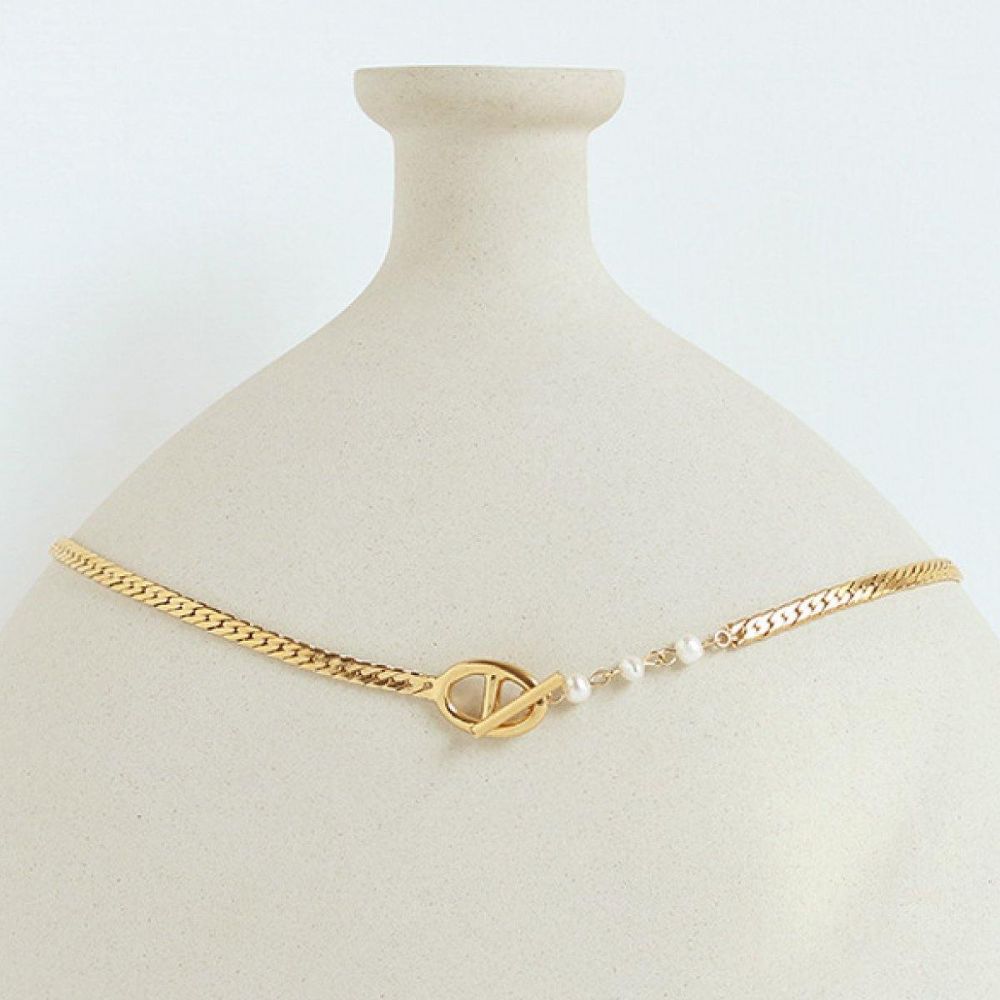 Gouden Ketting Met Parelketting