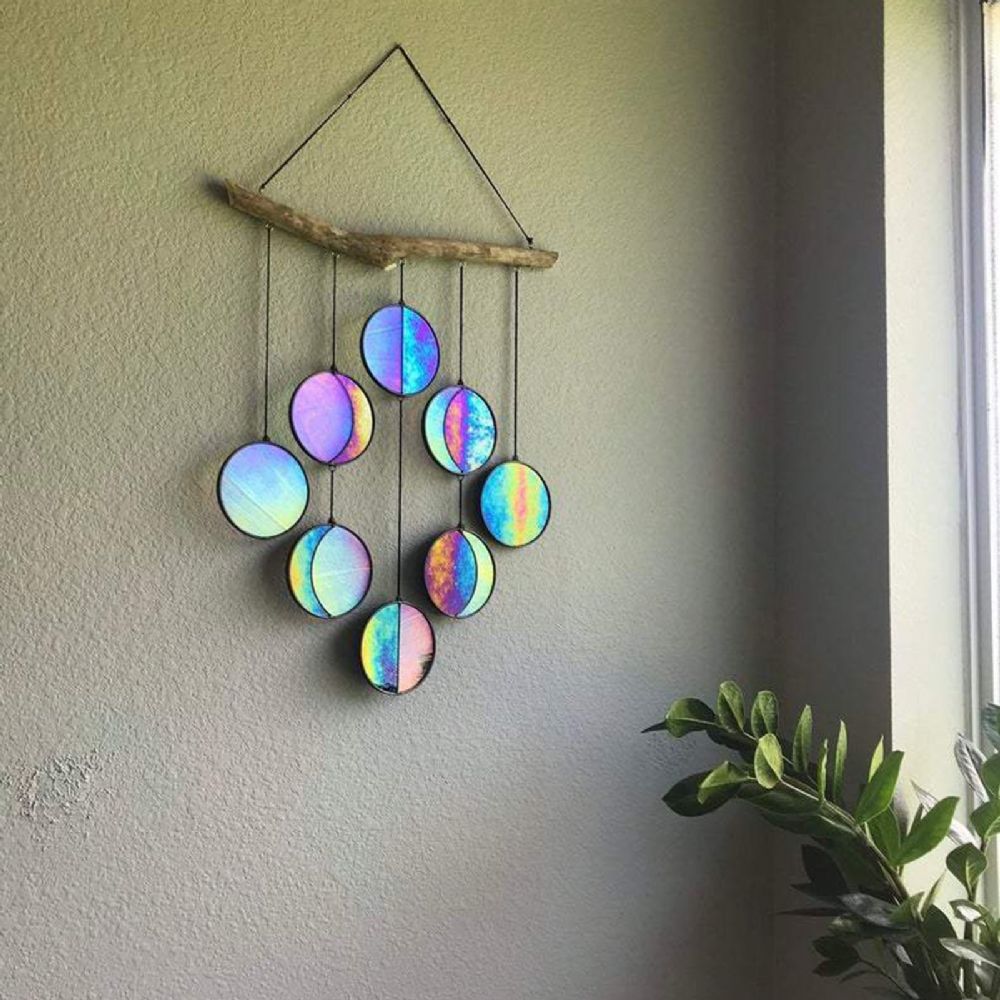 Hangende Ornamenten Garland-Decor Spiegel Art-Regenboog-Moon-Phase Boho Home Chic