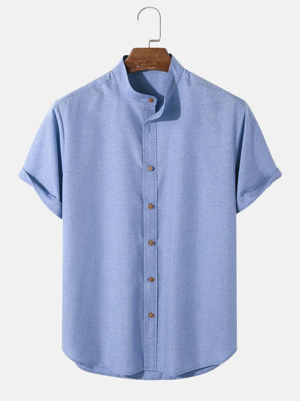 Casual Effen Kleur Opa-Kraag Button-Up Shirts Heren