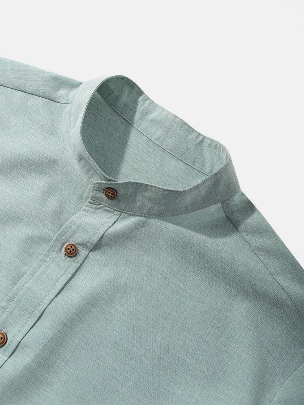 Casual Effen Kleur Opa-Kraag Button-Up Shirts Heren