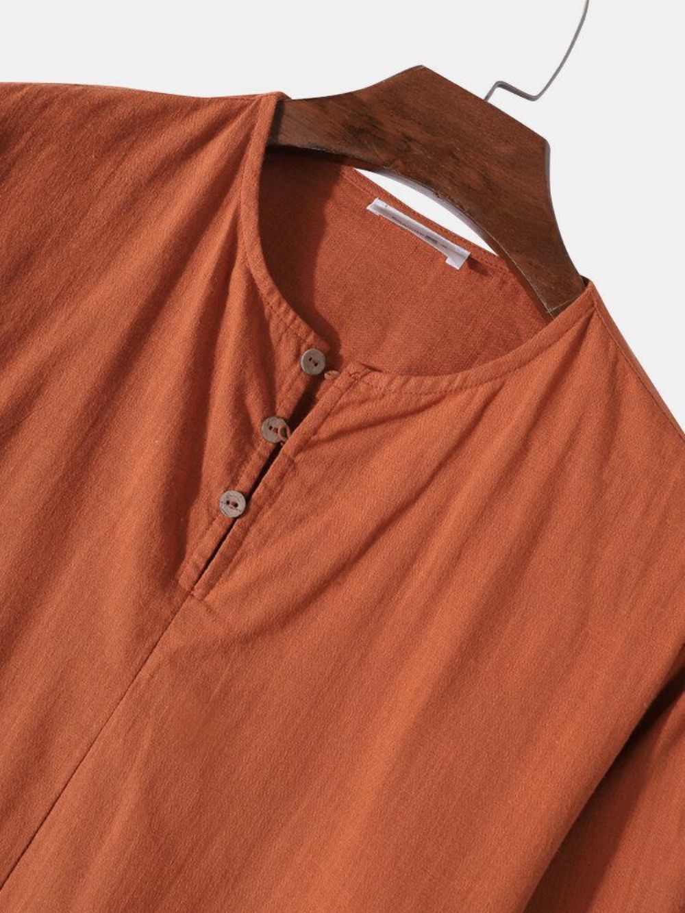 Heren Basic Effen Kleur 100% Katoen Henley Shirts Met Lange Mouwen