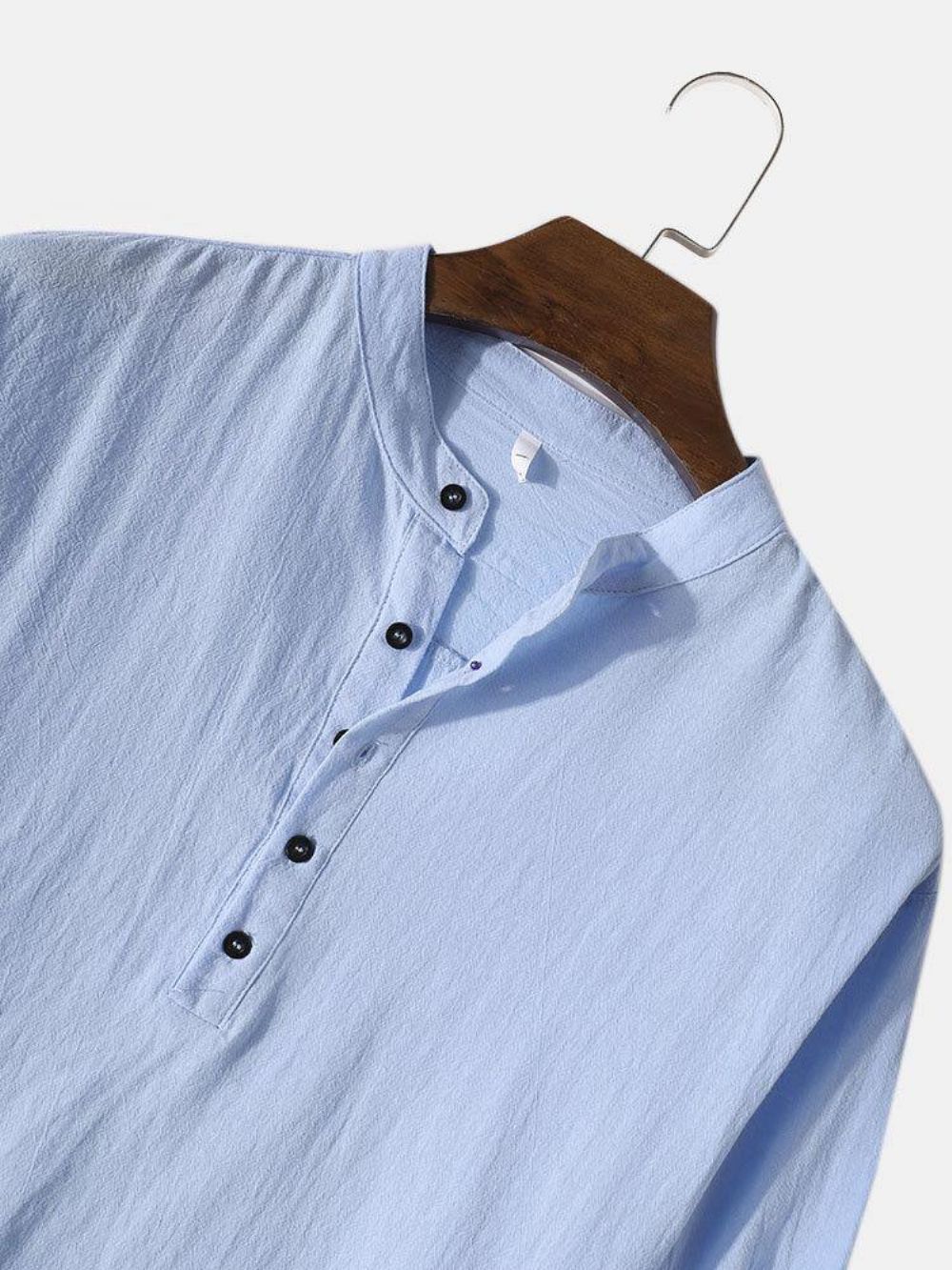 Heren Effen Kleur Hoog Laag Basics Katoenen Henley-Shirts Met Lange Mouwen