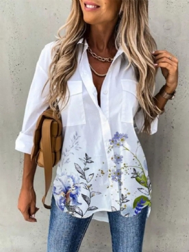 Casual Blouse Met Dagelijkse Print Overhemdkraag