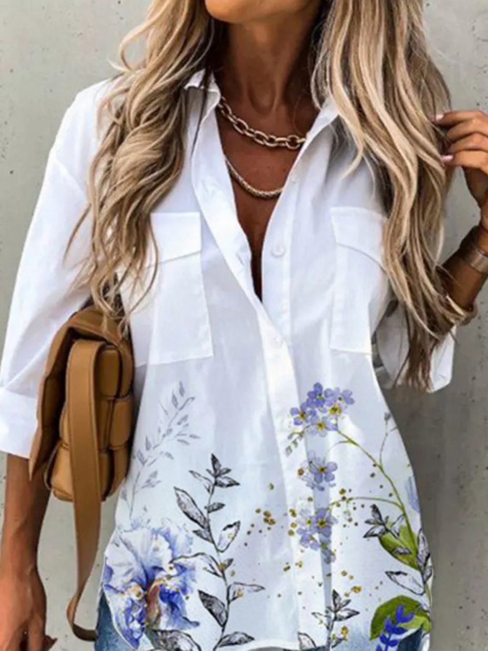 Casual Blouse Met Dagelijkse Print Overhemdkraag