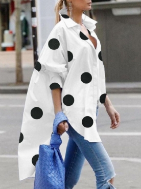 Casual Dagelijks Losse Shirtkraag Polka Dots Blouse