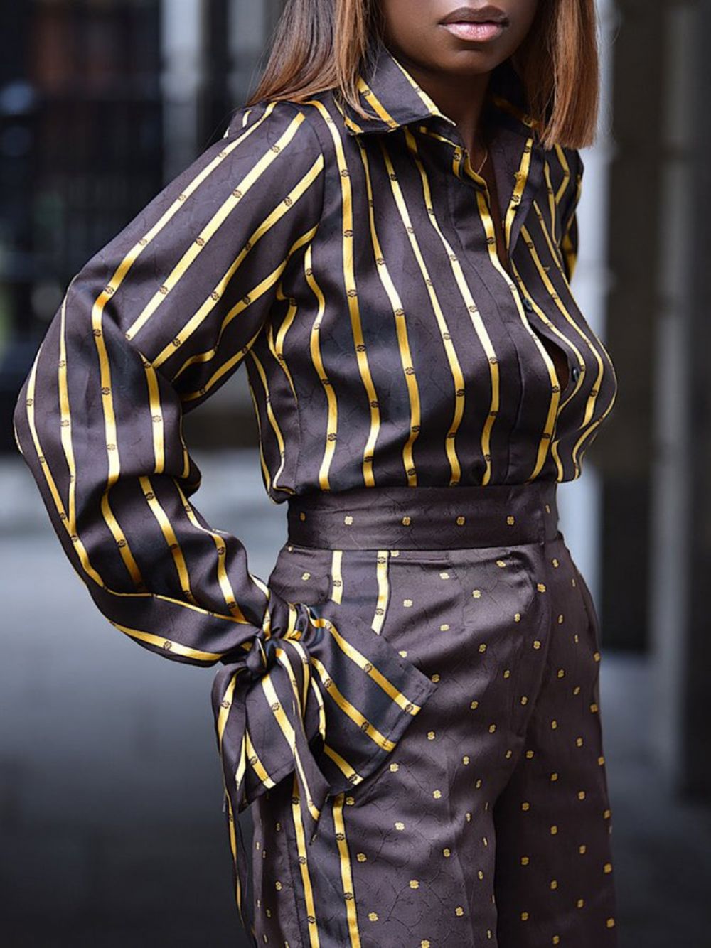 Dagelijkse Stadsblouse Met Lange Mouwen Overhemdkraag