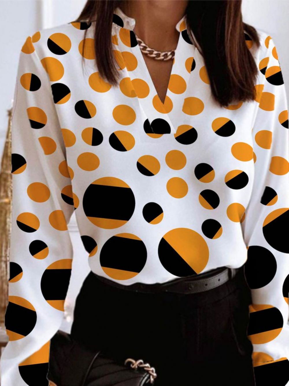 Daily Urban Polkadots Regular Fit Top Met Lange Mouwen