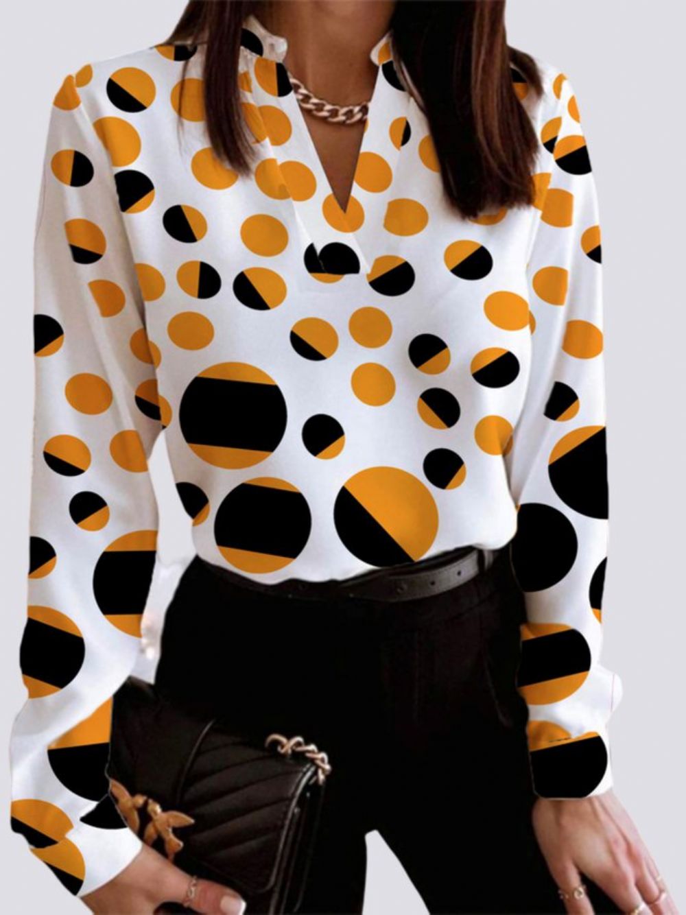 Daily Urban Polkadots Regular Fit Top Met Lange Mouwen