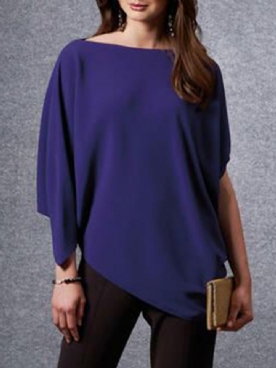 Eenvoudige Blouse Met Boothals Boothals