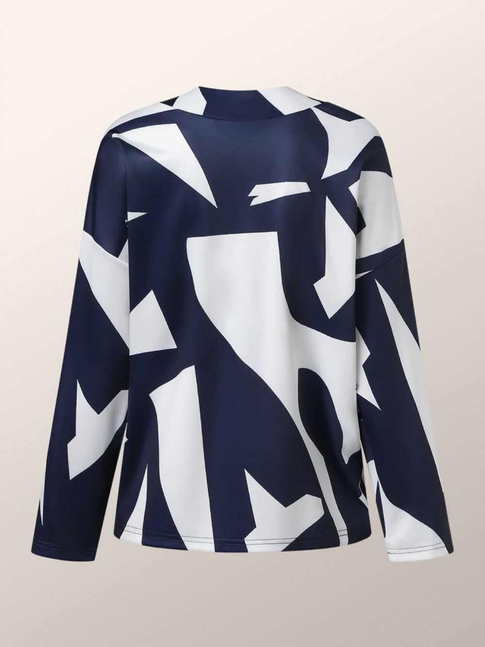 Eenvoudige Geometrische Losse Blouse Met Lange Mouwen