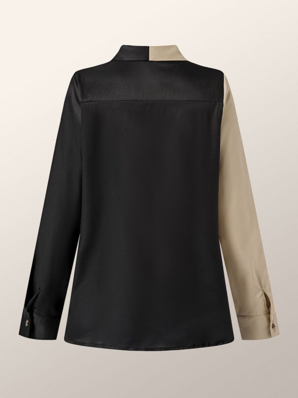 Effen Blouse Met Overhemdkraag Kleurblok Met Lange Mouwen