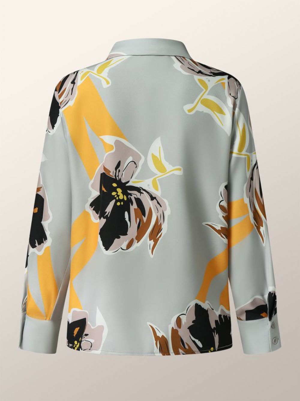 Elegante Blouse Met Overhemdkraag Lange Mouwen Met Bloemen