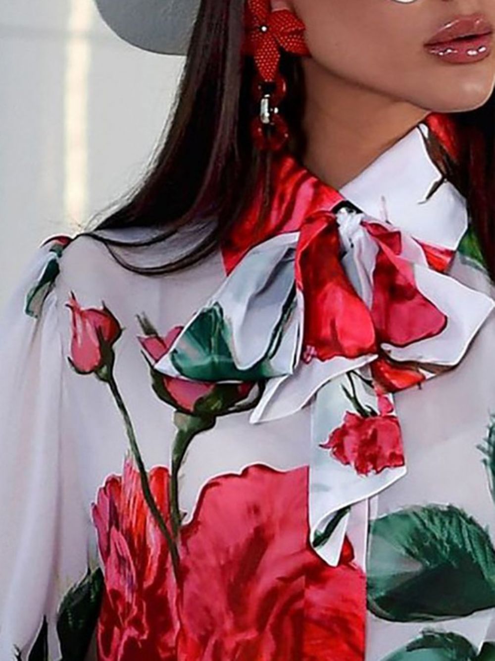 Elegante Dagelijkse Top Met Lange Mouwen Bloemenprint