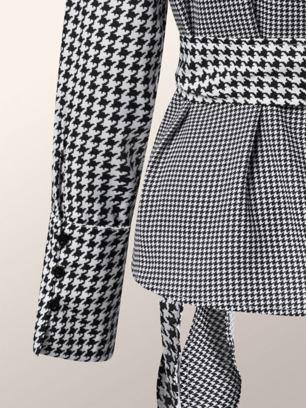 Elegante Houndstooth Blouse Met Lange Mouwen Overhemdkraag