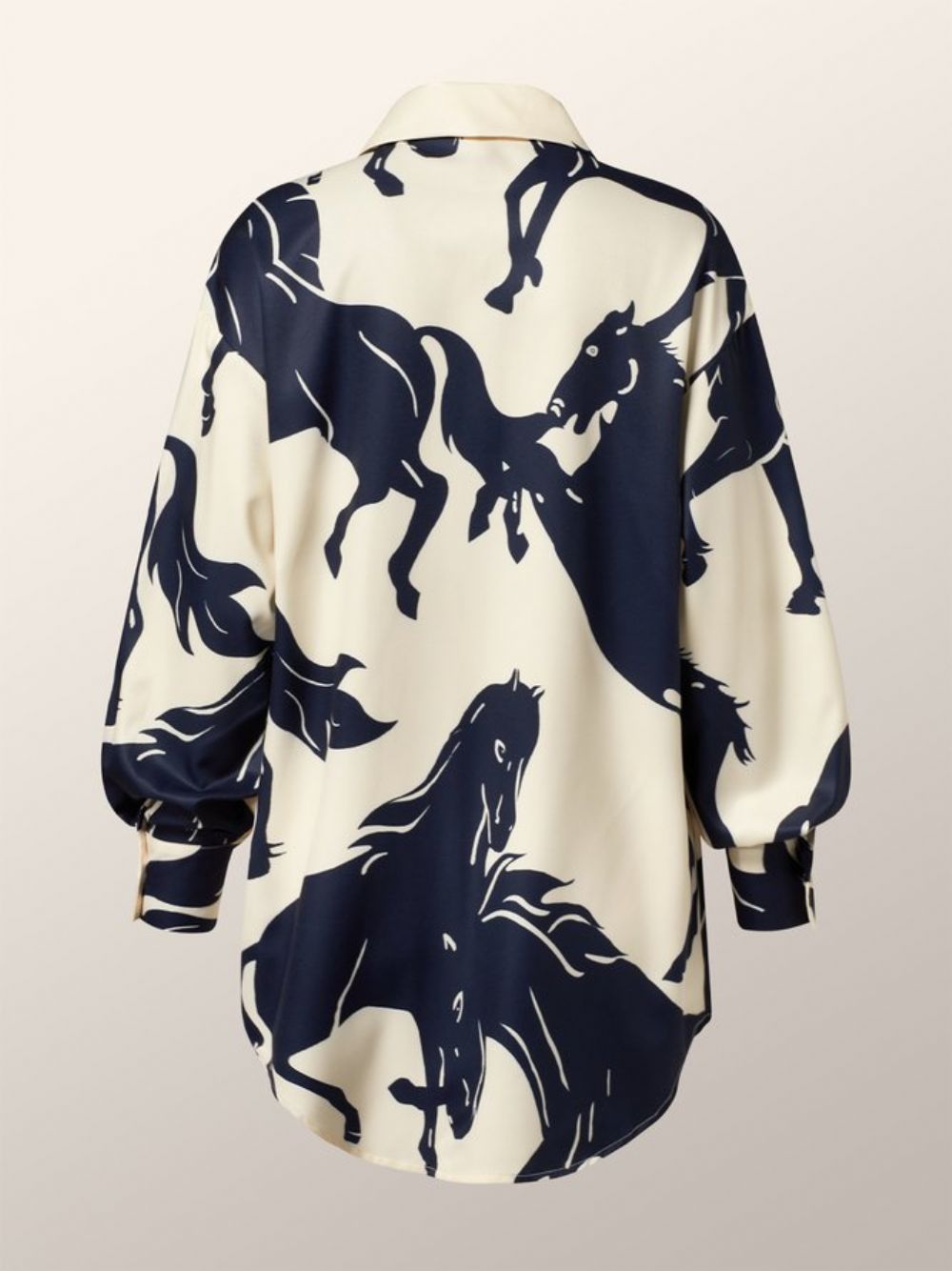 Losse Abstracte Overhemdkraag Blouse Met Lange Mouwen