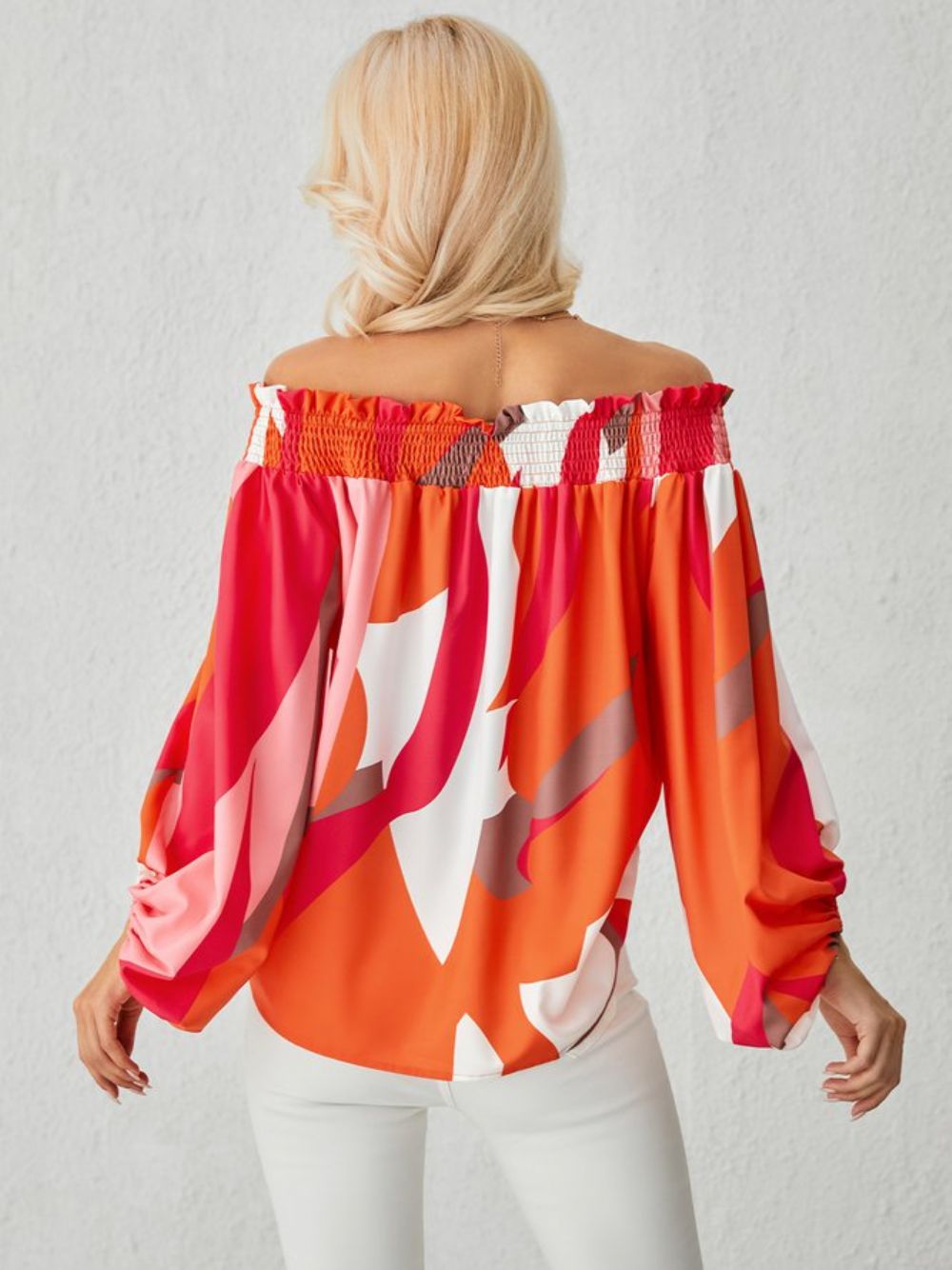 Vakantie Colorblock Boothals Losse Top Met Lange Mouwen