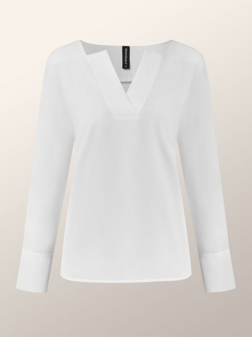 Witte Dagelijkse Eenvoudige Blouse Met Lange Mouwen V-Hals