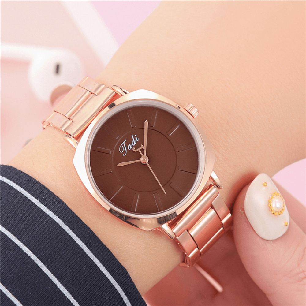 A0498 Mode Waterproof Simple Dial Dames Roestvrij Stalen Band Quartz Horloge