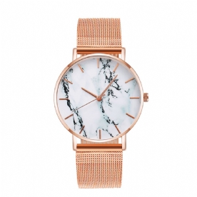 A0556 Leisure Sport Vrouwen Horloge Legering Case Mesh Band Verstelbare Vouwsluiting Creatieve Marmer Quartz Horloges