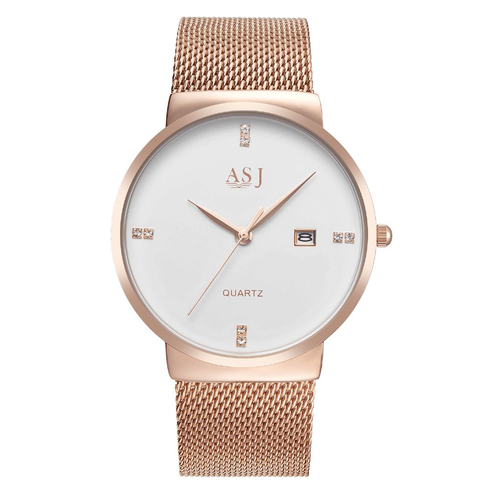 Asj Heren Ultradunne Kast Heren Casual Wijzerplaat Zakelijke Stijl Kalender Quartz Horloge