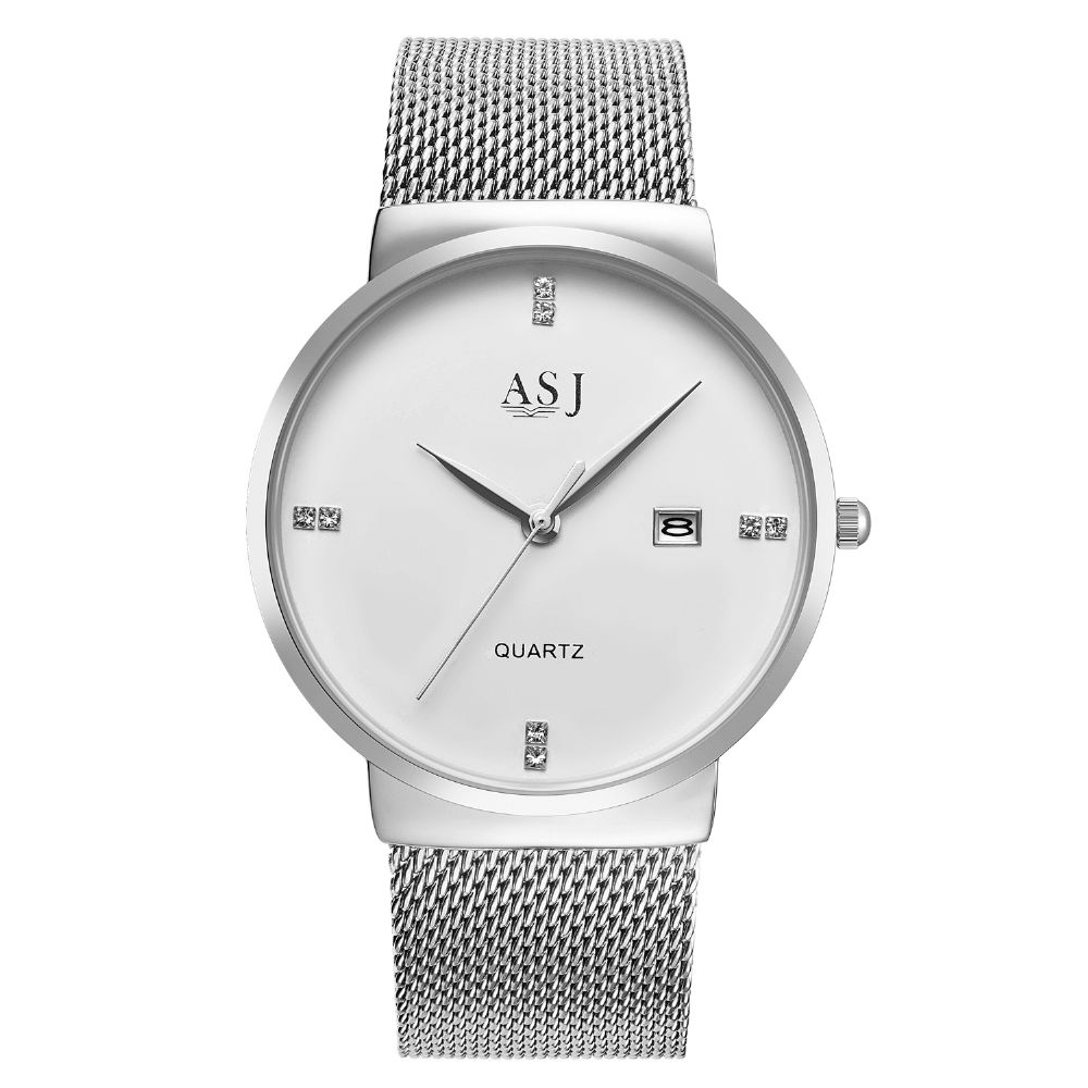 Asj Heren Ultradunne Kast Heren Casual Wijzerplaat Zakelijke Stijl Kalender Quartz Horloge