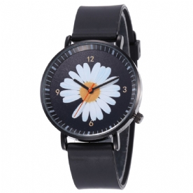 B0108 Mode Leuke Dames Horloges Grote Drie-Hand Wijzerplaat Zwart Drie-Dimensionale Kleine Daisy Quartz Horloge