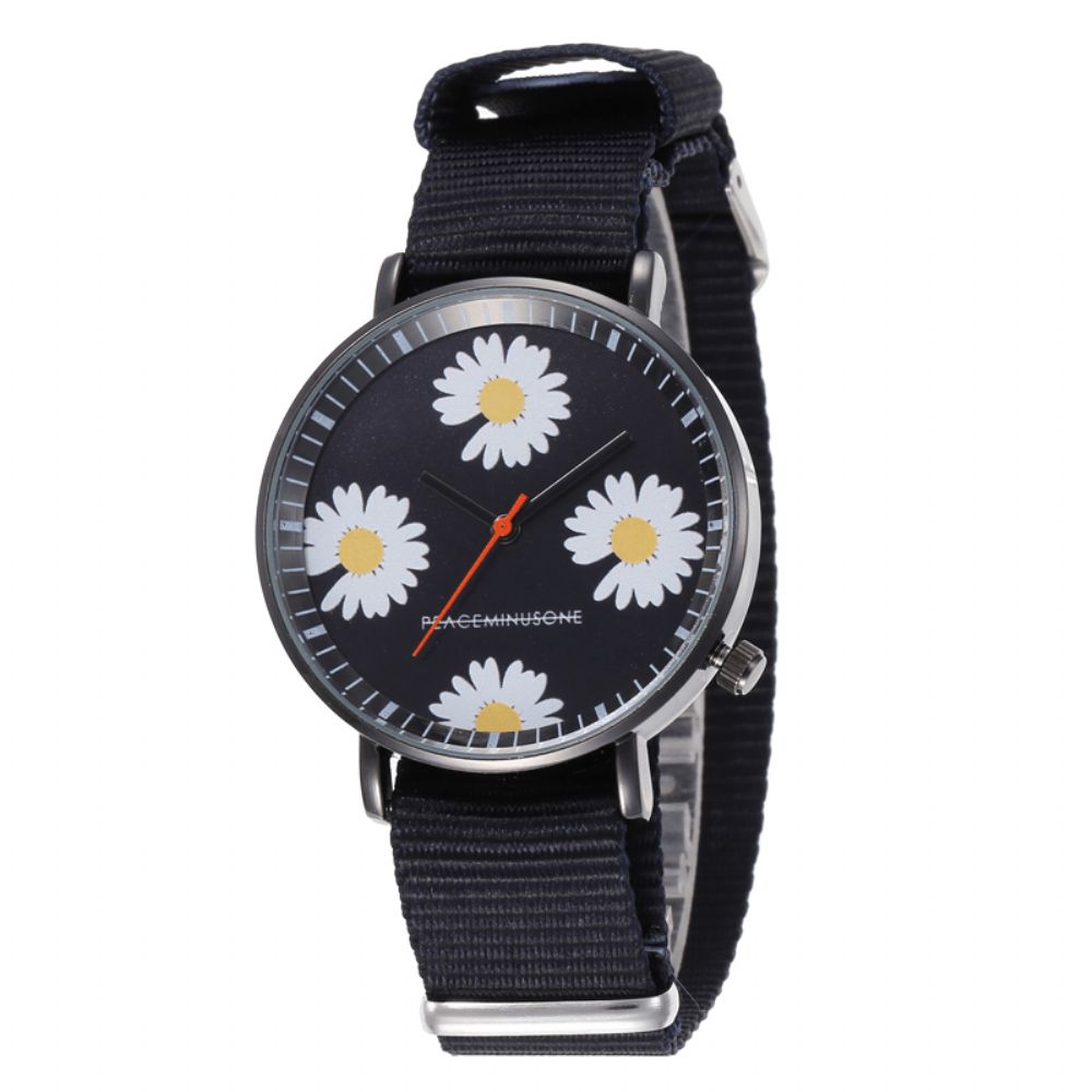 B0119 Mode Leuke Dames Horloges Lederen Band Driedimensionale Kleine Daisy Quartz Horloge