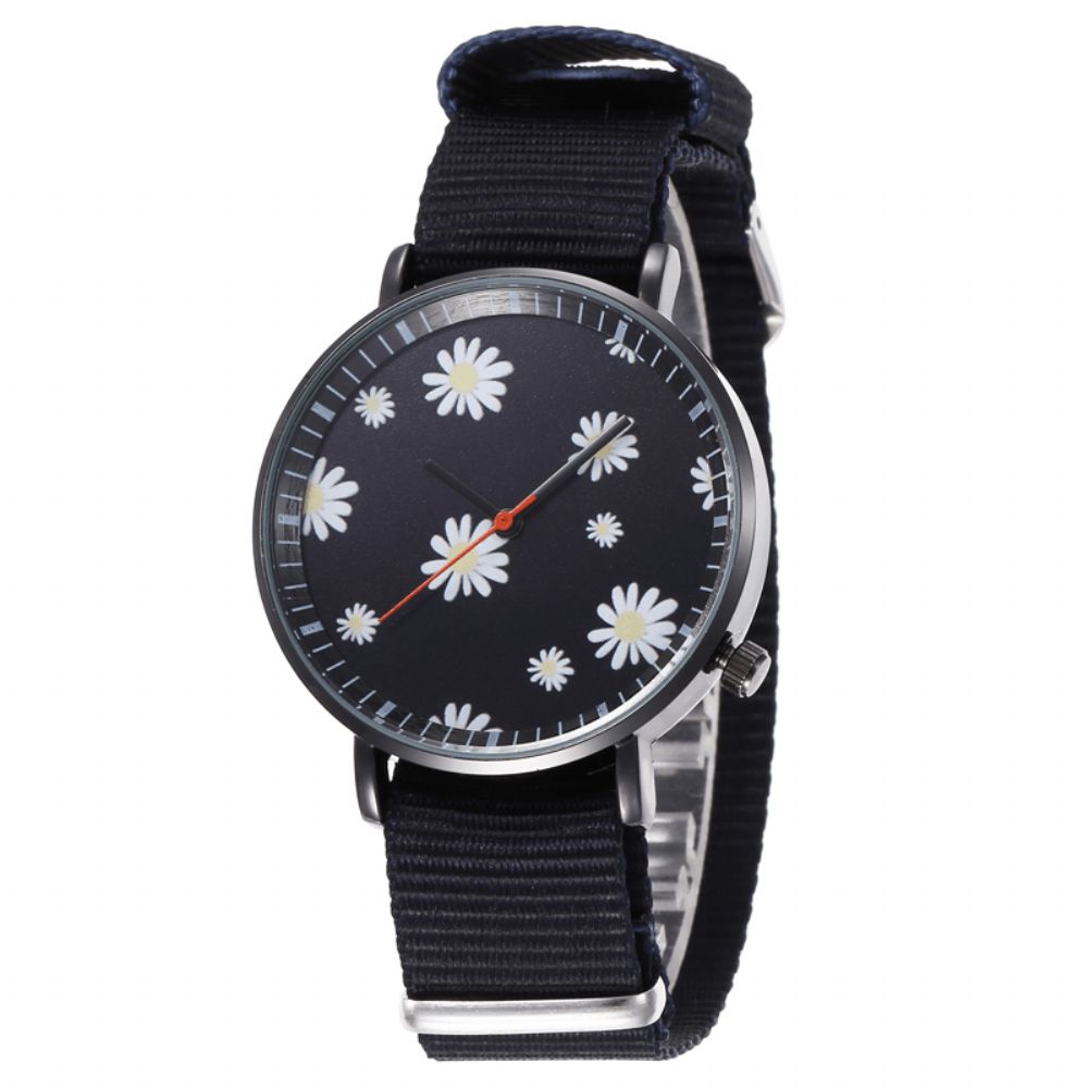 B0119 Mode Leuke Dames Horloges Lederen Band Driedimensionale Kleine Daisy Quartz Horloge