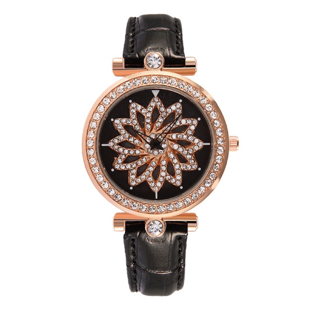 Bakeey Luxe Mode Roterende Bloem Oppervlak Riem Mesh Band Horloge Vrouwen Sieraden Modieus Charmant Dames Quartz Horloge