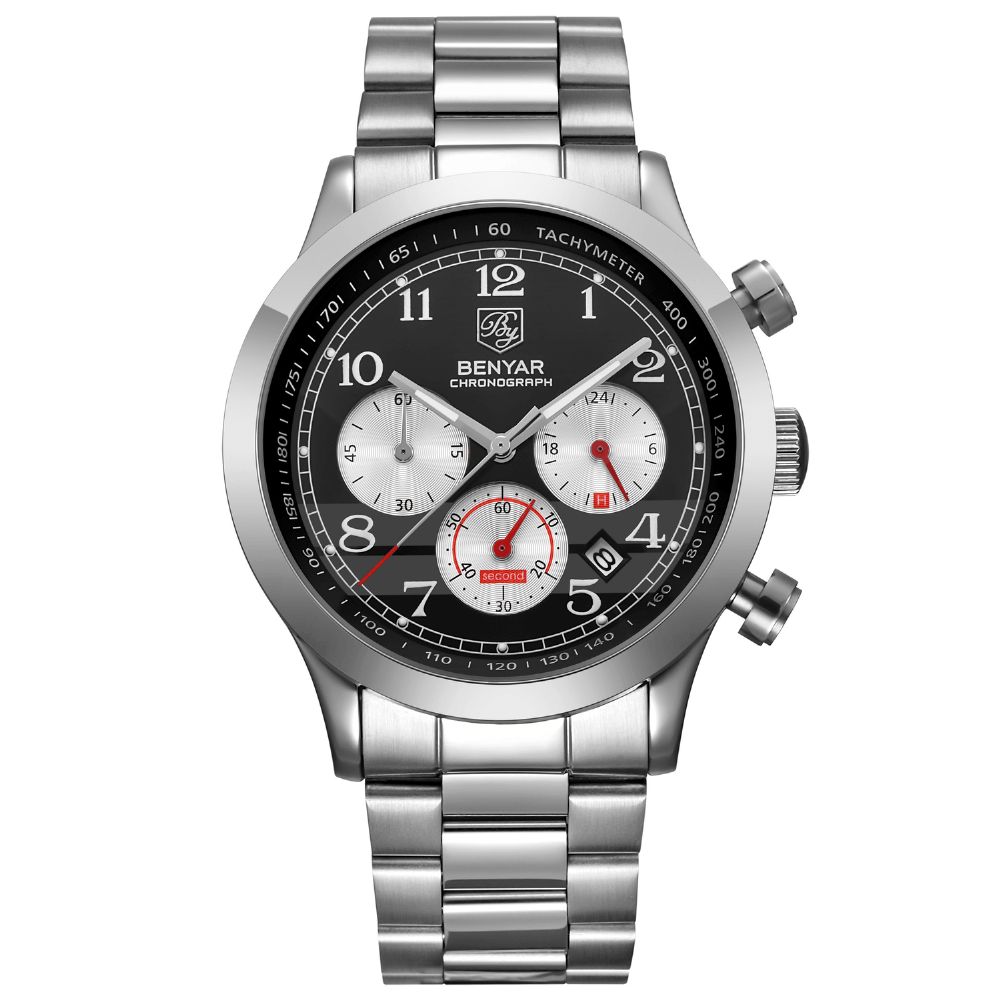 Benyar By-5107 Herenhorloges Mode Zakelijk Luxe Casual Waterdicht Roestvrij Staal Quartz Horloge