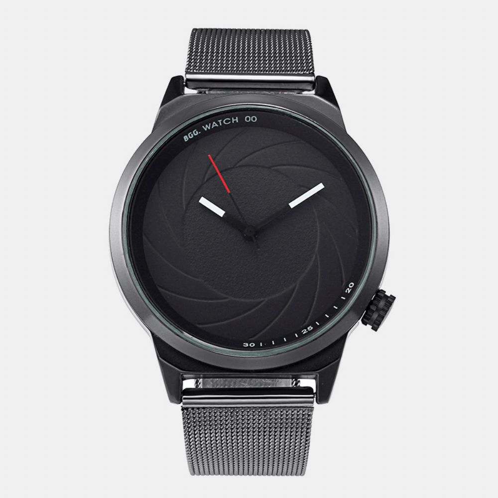 Bgg Mode Lederen Mesh Band Creatieve Wijzerplaat Heren Horloge Quartz Horloge