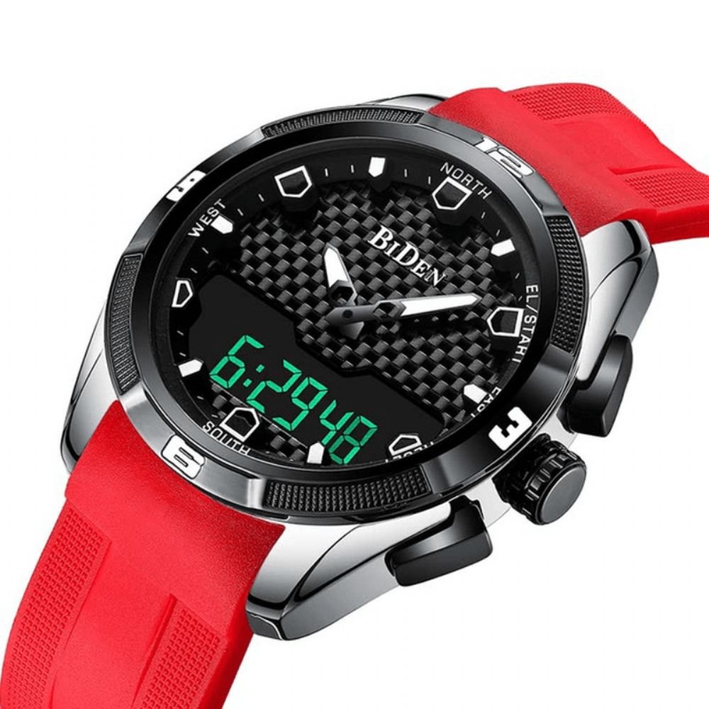 Biden 0139 Led Digitaal Horloge Waterdicht Sportstijl Siliconen Horlogeband Heren Polshorloge