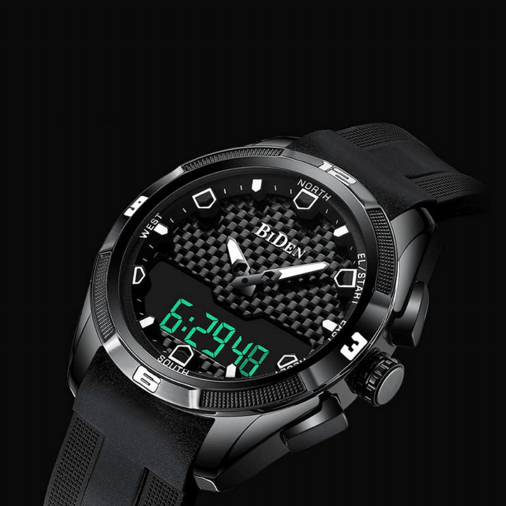 Biden 0139 Led Digitaal Horloge Waterdicht Sportstijl Siliconen Horlogeband Heren Polshorloge