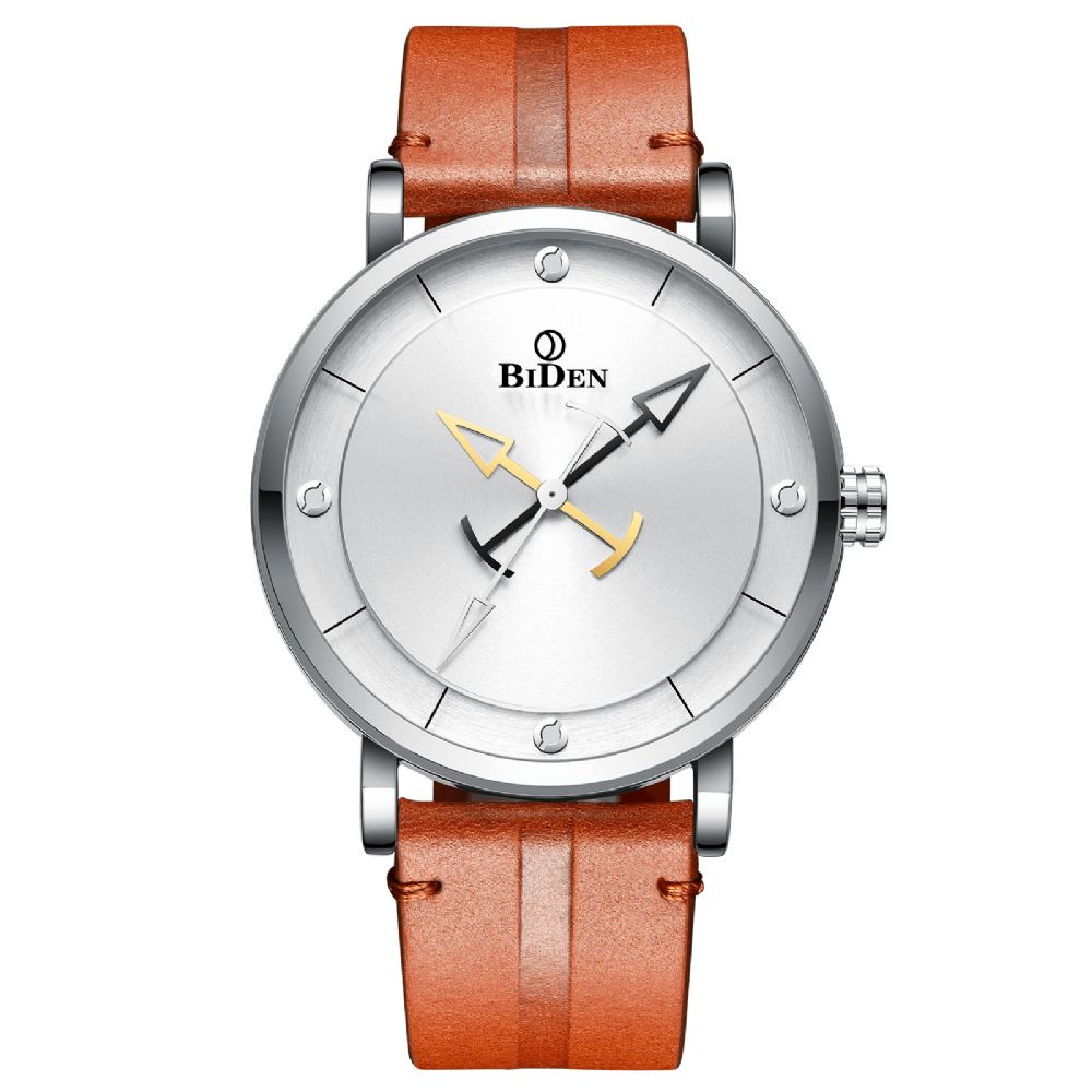 Biden 0161 Casual Stijl Heren Polshorloge Lederen Band 3Atm Waterdichte Quartz Horloges