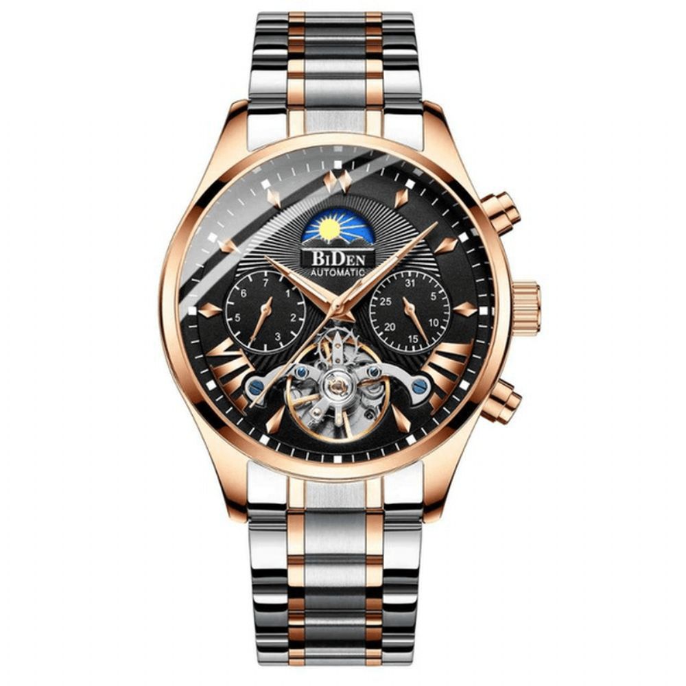 Biden Bd8509 Maanfase Automatisch Mechanisch Horloge Multifunctioneel Waterdicht Herenhorloge