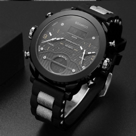 Boamigo F905 Mode Heren Digitaal Horloge 3 Tijdzone Datum Week Maand Display Chronograaf Waterdicht Dual Display Horloge