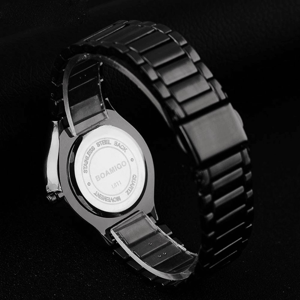 Boamigo L811 Heren Volledig Metalen Band Eenvoudige Wijzerplaat Casual Stijl Waterdicht Horloge Quartz Horloge