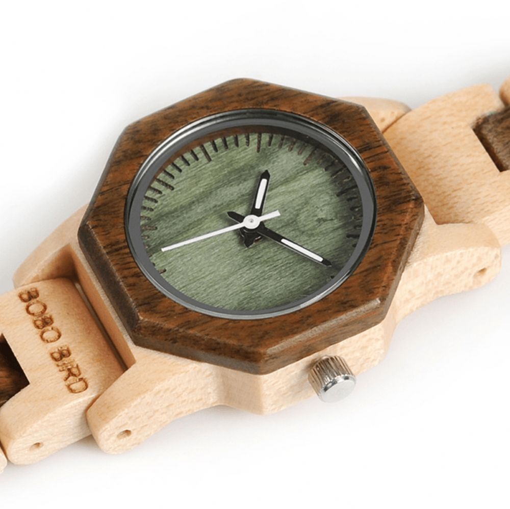 Bobo Bird M25 Lichtgewicht Modieuze Houten Polshorloge Kleine Wijzerplaat Quartz Horloge