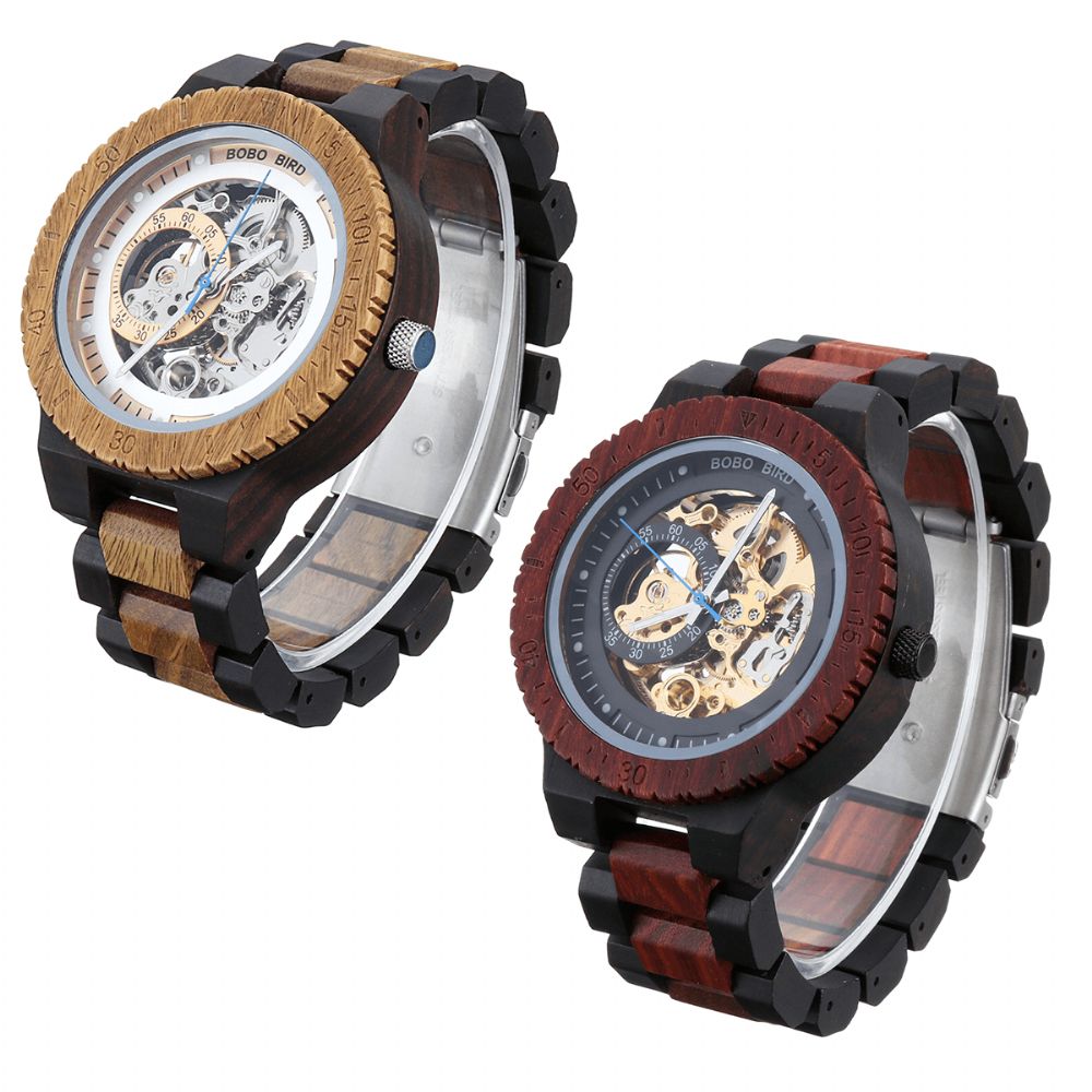 Bobo Bird R05 Heren Houten Lichtgevende Hand Horloges Mechanisch Horloge