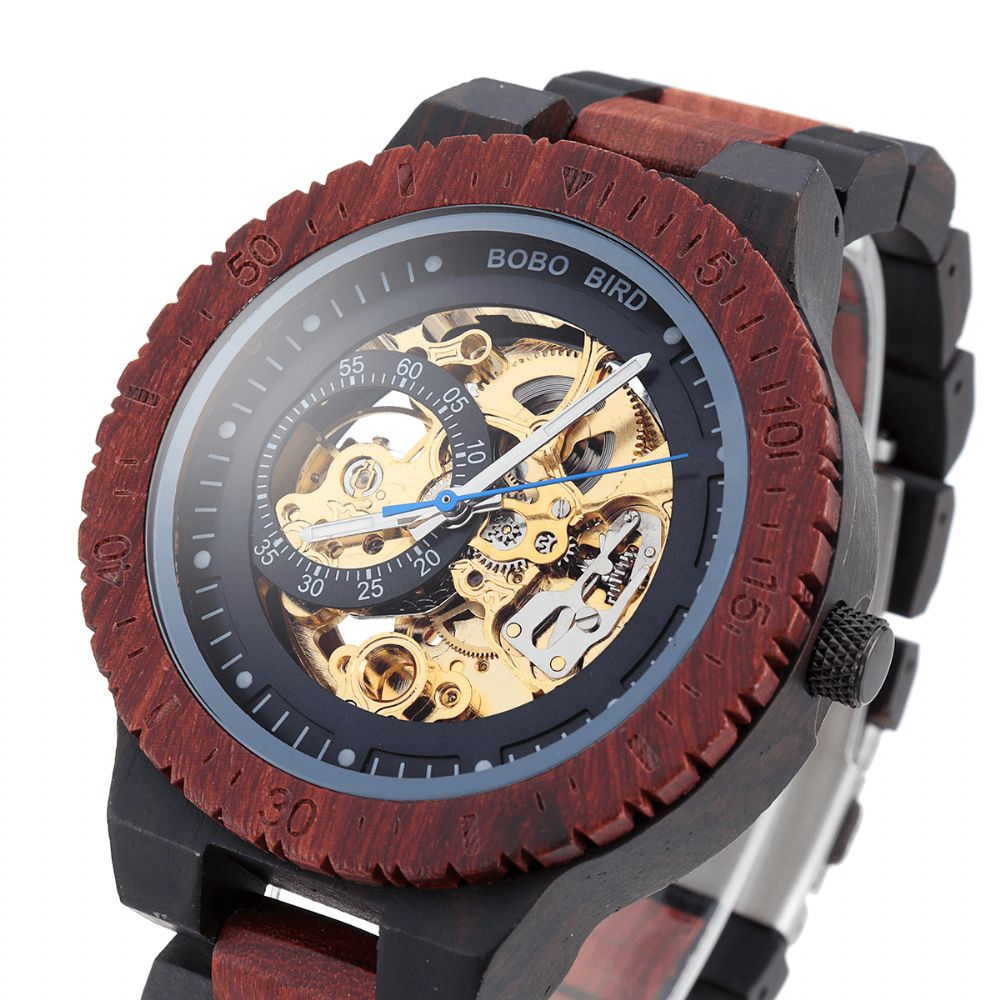 Bobo Bird R05 Heren Houten Lichtgevende Hand Horloges Mechanisch Horloge