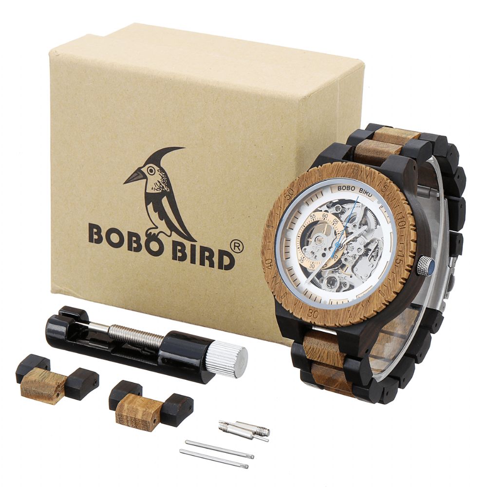 Bobo Bird R05 Heren Houten Lichtgevende Hand Horloges Mechanisch Horloge