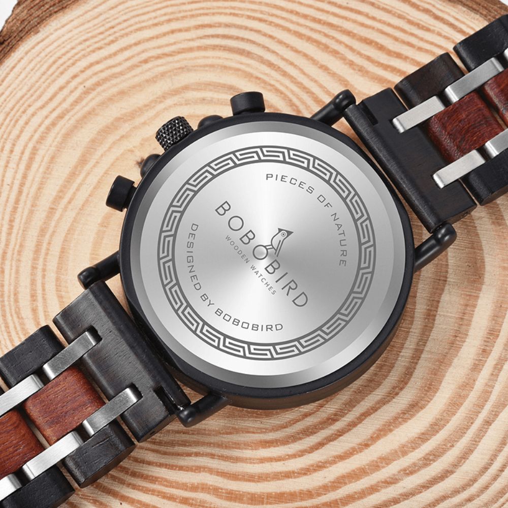 Bobo Bird S18-1 Heren Houten Lichtgevende Hand Datumweergave Horloges Quartz Horloge